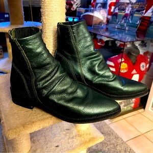 Free People Amarone Booties Metallic Green Size 39 Like New